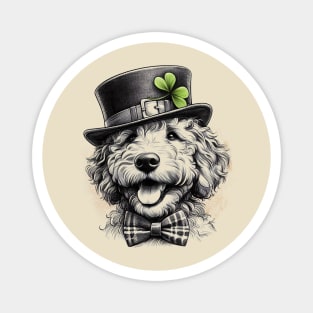 Saint Patrick's Day Goldendoodle Drawing Magnet